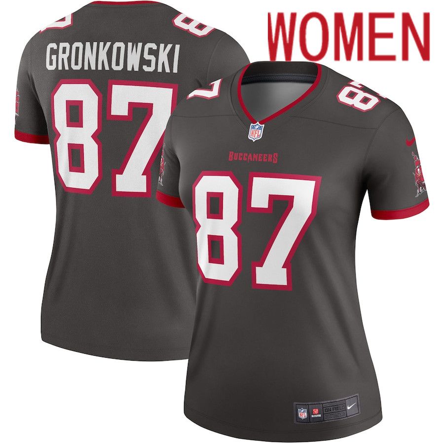 Women Tampa Bay Buccaneers 87 Rob Gronkowski Nike Pewter Alternate Legend NFL Jersey